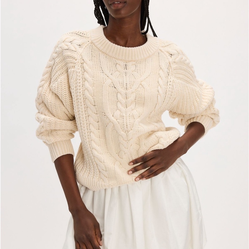 Free People Frankie Cable Knit Cotton Sweater